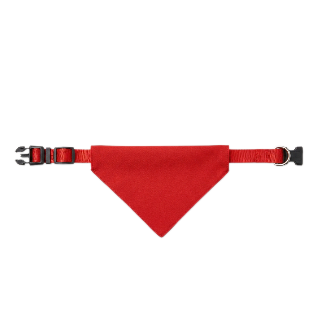 Stilvolles rotes Hundehalstuch mit verstellbarer Schnalle und D-Ring zur einfachen Befestigung, perfekt für die Haustiermode.