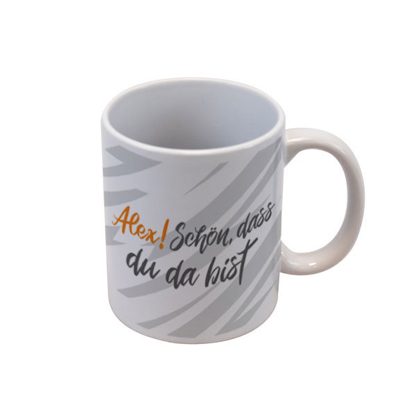 Personalisierte Tasse 330ml, Porzellan, Weiß A+